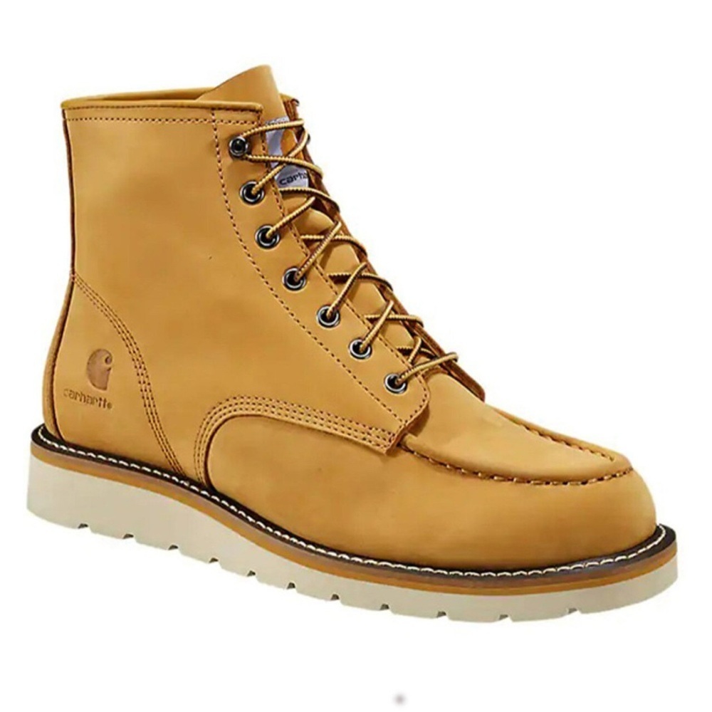 NWOT Carhartt Waterproof 6” 6 inch Hard steel toe Brown leather Wedge Work Boots